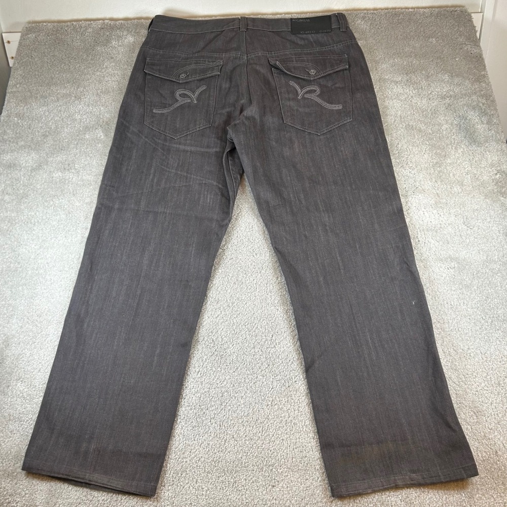 Vintage Y2K Rocawear‎ Denim Pants Mens 40 Gray Straight Leg Embroidered Pocket